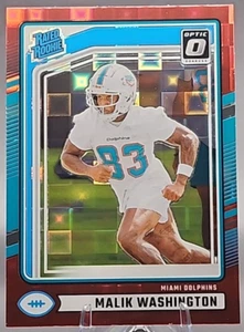 Donruss Malik Washington 2024 Clasificado Novato Rojo Pandora Óptica Vista Previa Delfines - Imagen 1 de 2