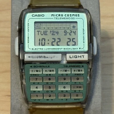 Reloj digital Casio DBC-63 Micro Cosmos Calculadora Telememo 1276 verde para hombre 63 Foto 1 de 4