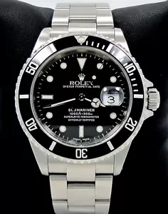 ROLEX Submariner 16610 Oyster Date SS Black Dial Men's Watch MINT CONDITION - Picture 1 of 13