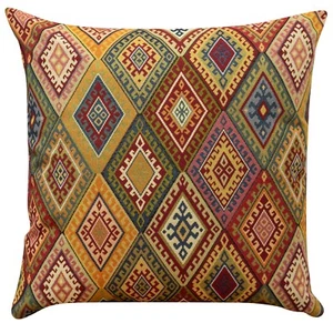 Traditional Vintage Kilim Cushion 23x23" Square Turkish Style Geometric Tapestry - Picture 1 of 1