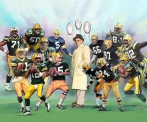 Green Bay Packer Legends, Wishum Gregory Art, Wall Print Poster 20" x 16" 316 - Picture 1 of 1