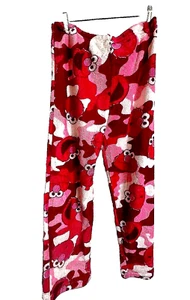 NWT Sesame Street Cookie Monster Pants XL Pink Red Fluffy Soft Drawstring Waist - Picture 1 of 8