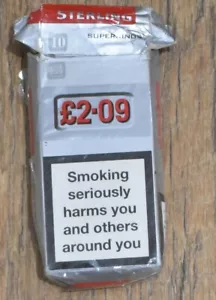 VINTAGE 10 CIGARETTE PACKET Sterling Superkings Empty box rare UK Duty Paid - Picture 1 of 7