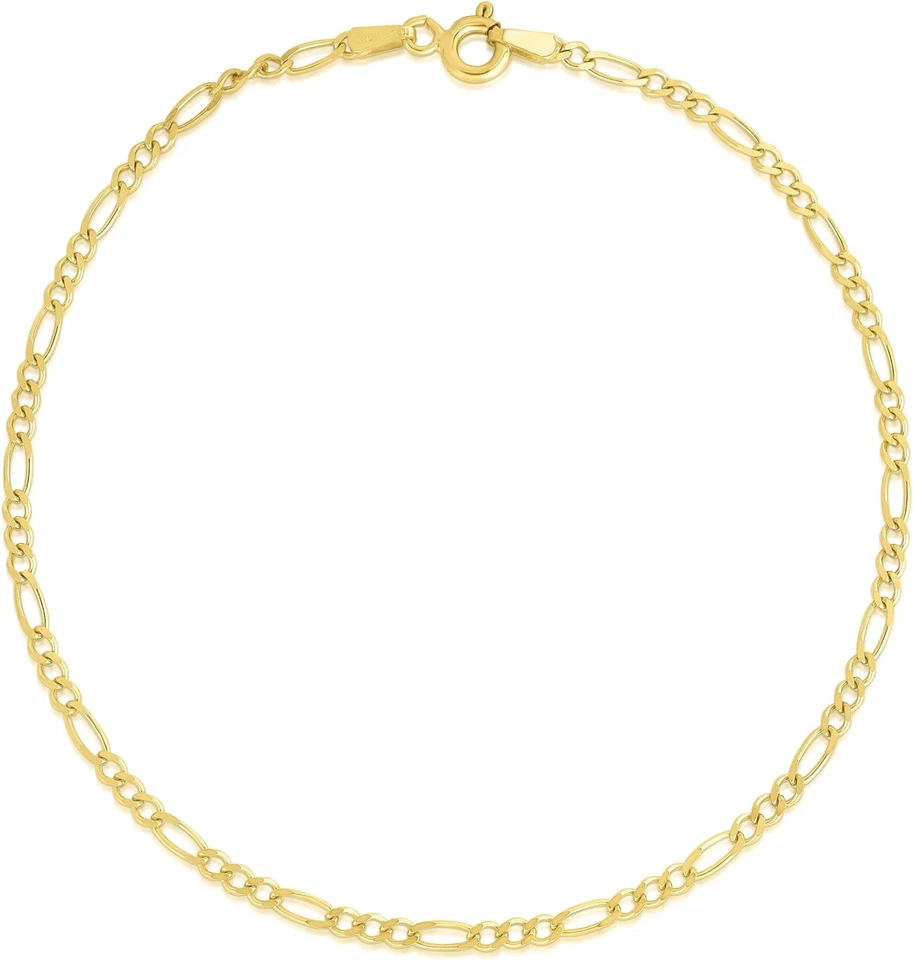 Floreo 14k Yellow Gold 2mm Solid Figaro Chain Bracelet or Anklet - Image 1 of 1