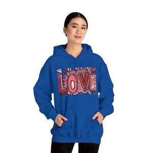 Love Hoodie, Valentines Day Sweatshirt, Heart Hoodie, Valentine sweater Long - Picture 1 of 85