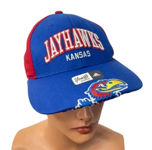 Adidas youth Kansas Jayhawks Hat Baseball Cap Red/Blue 8-20 - Picture 1 of 10