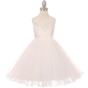 Vestido Marfil Talla 8 Flor Niña Dama de honor Recital Cumpleaños Boda Fiesta Formal - Imagen 1 de 4