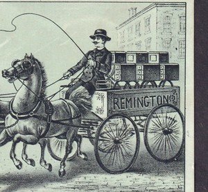 Remington Ilion NY Sewing Machine Delivery Wagon Factory Victorian Trade Card