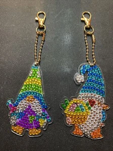 Diamond Painting Easter Gnome’s Keychains FINISHED WORK Set Of 2 - Picture 1 of 4