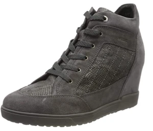 Geox Women's D Carum C Hi-Top Wedge Trainer Sneakers, Dark Grey - Picture 1 of 2