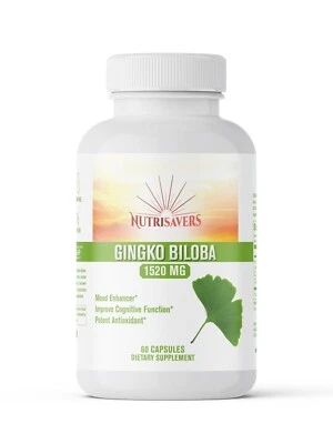 Ginkgo Biloba, potenciador del estado de ánimo, apoya la función cerebral y el estado de alerta mental - 60 cápsulas Foto 1 de 4