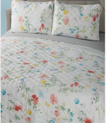 3-pc NICOLE MILLER Spring Floral King Size Quilt Set -  set includes 2 shams - Image 1 of 2