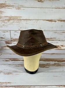 Red Rock Brown Genuine Kangaroo Leather Outback Hat size Medium Australia - Picture 1 of 8
