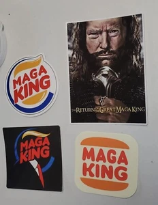 MAGA KING STICKERS 🤴 4 PACK LOT **WORLDWIDE 🌐  SHIPPING** variety pack  - Picture 1 of 12