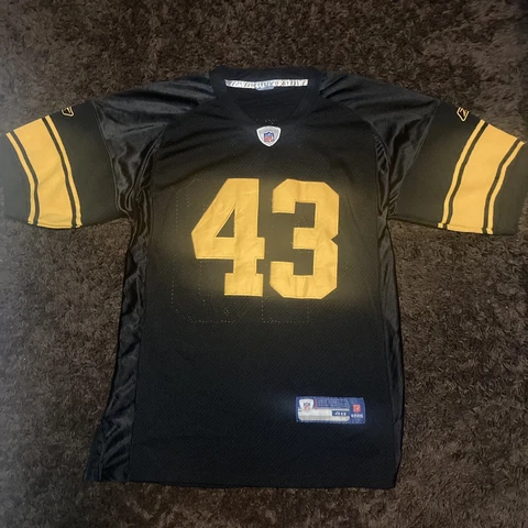 Steelers Troy Polamalu Reebok Jersey Size 48 Black Yellow Sewn NFL Equipment Men Cover