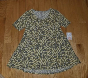 LULAROE Perfect Tee Top Shirt Grey Yellow Aztec ~ Sz XS X-Small NWT - Picture 1 of 2