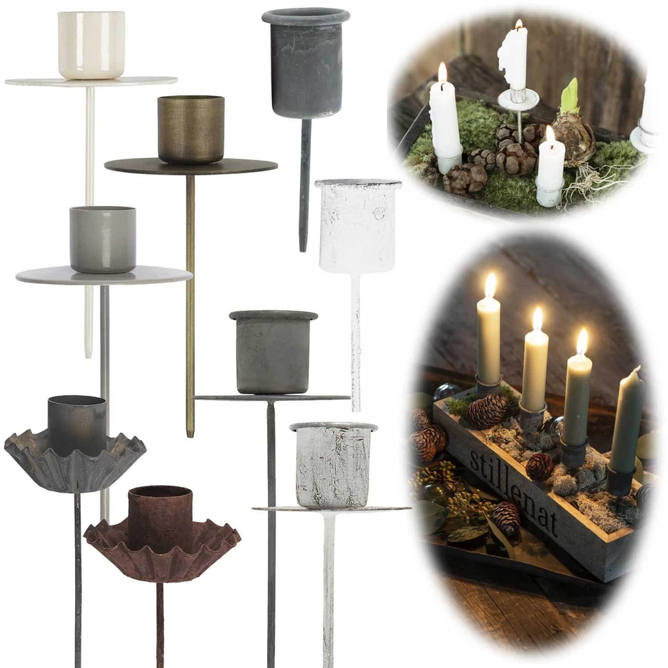 Vintage Kerzenständer Stabkerzenhalter Metall Halterung Kerzenleuchter Stecker - Bild 1 von 1