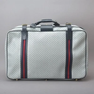 Gucci Travel Carry Duffle Bag Case GG Micro Leather Navy 67x43x20cm pre-owned - Picture 1 of 10