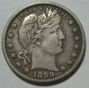 = 1899-S XF+ BARBER Quarter, Nice Original Coin, FREE Shipping - Picture 1 of 2