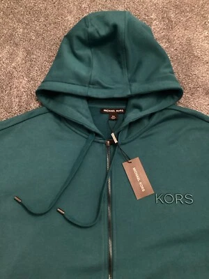Michael Kors Mens XXL Full Zip Heather Stretch Hoodie Teal 2 Pocket - NEW - Image 1 of 4