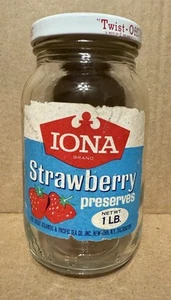 Vintage IONA Brand Strawberry Preserves A&P Grocery Collectible Advertising - Picture 1 of 4