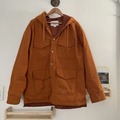 URBAN OUTFITTERS BDG Hooded Military Jacket Orange Cotton Large Fits Like XL - Image 1 of 4