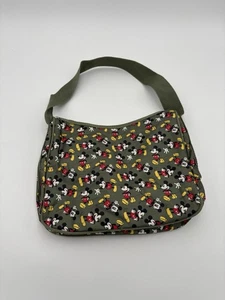 MICKEY MOUSE SCHULTERTASCHE, CANVAS, GRÜN MIT MICKEY MOUSE, REISSVERSCHLUSS 3 TASCHEN INNEN - Bild 1 von 5