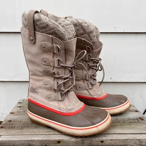 Sorel Joan of Arc Knit Fossil Winter Snow Boots Tan 7.5 - Picture 1 of 7