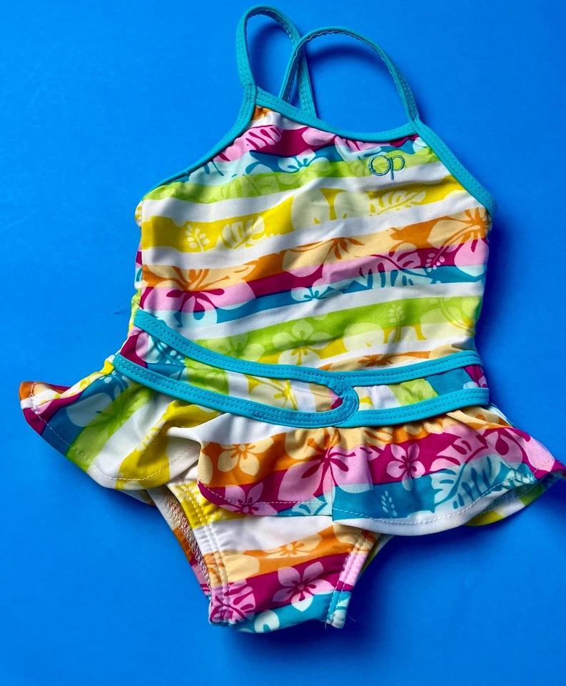 OP INFANT TODDLER BABY GIRL HALTER BATH SWIMSUIT 1 PIECE SET SIZE 12 M - Image 1 of 2