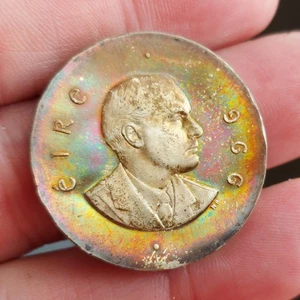 1966 Ireland Silver Proof Boxed 10 Shillings Coin Rainbow Toned - Picture 1 of 3