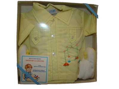 Novo Na Caixa Vintage Catton Candy Infantil Meninos Tamanho 0-6 Meses Conjunto de Fraldas Botinhas - Imagem 1 de 4