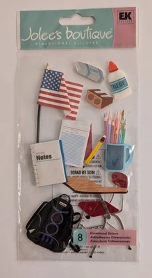 Jolee's Day At School Scrapbooking Stickers Desk Backpack Notebooks Pencils Flag - Image 1 of 2