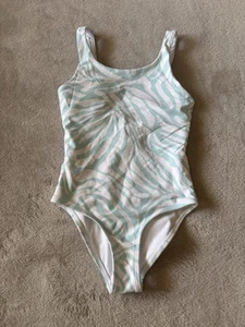 gb Girls Kid’s Size 8 One Piece Padded Animal Print Low Back Swimsuit Teal - Picture 1 of 5