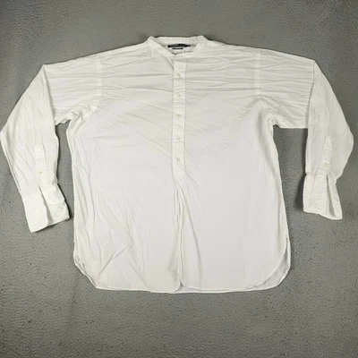 Camisa Ralph Lauren Para Hombres XL Blanca Cuello Banda Medio Botón Manga Larga * Foto 1 de 4
