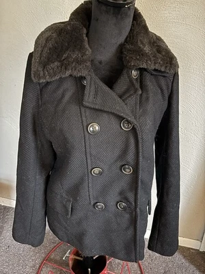 Gap Black Y2K style wool blend  pea coat woman’s size M - Image 1 of 4
