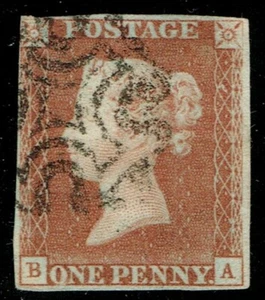 1841 1d Red Black Plate 9 BA MX Fine Used  Cat. £180.00 - Picture 1 of 1