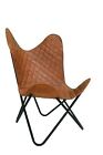 Butterfly Chair Vintage Real Leather Brown Hide Sleeper Seat Lounge Chair