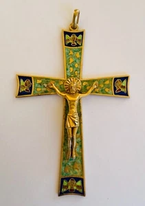 UNICA CROCE ANTICA "MASRIERA & CARRERAS" ARGENTO STERLING E SMALTATA IN SCATOLA  - Foto 1 di 8