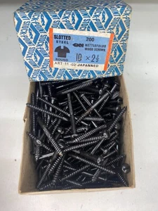 Box Black Round Screws 2 1/2" x 10 Nettlefolds GKN Japanned Slotted Full Box 200 - Picture 1 of 24
