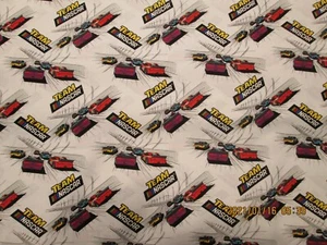 NASCAR RACING  100%  COTTON NEW WHITE BACKGROUND 1 YARD  by  CAMELOT FABRICS NEW - Picture 1 of 6