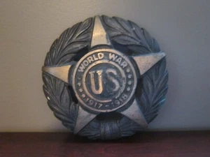 WORLD WAR 1 US CAST BRONZE GRAVE MARKER FLAG HOLDER WWI NO STAKE USED - Picture 1 of 7