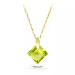 Natural Peridot Gemstone Necklace Real Solid 14k Yellow Gold All Sizes - Picture 1 of 8