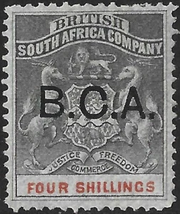 Nyasaland BCA 1891-95 4/- Grey-Black & Vermilion SG.11 Mint (Hinged) Cat:£110 - Picture 1 of 2