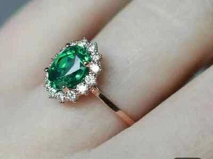 Esmeralda Verde Piedra Anillo 10K Oro Blanco Macizo Joyería para Mujer Alianzas - Imagen 1 de 5