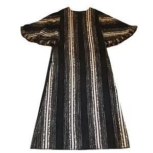 Vintage Arola Finland Maxi Cape Dress Size S Brown Stripe Wool Peasant Womens - Picture 1 of 12