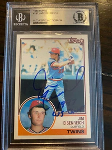 Jim Eisenreich 1983 Topps autographed auto signed card Twins RC BAS Slabbed Insc - Picture 1 of 1