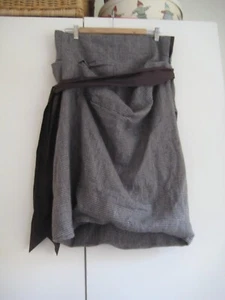 Vintage Dries van Noten fully lined linen/cashmere blend black/beige A-line skir - Picture 1 of 10