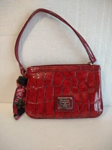 Liz Claiborne Red Faux Alligator Leather Clutch change Purse Womens Wallet 4X6 - Picture 1 of 3