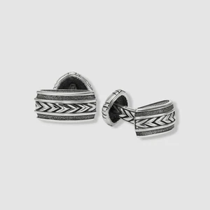 Scott Kay Men's S925 Sterling Silver Engraved Chevron Cufflinks - Picture 1 of 2
