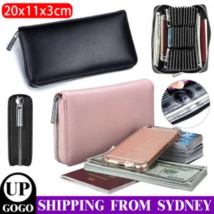 Antimagnetic Wallet Rfid Blocking Credit Card Long 36 Slot Leather for Women Men - Picture 1 of 15